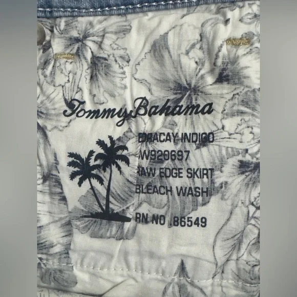 Tommy Bahama Boracay® Indigo Raw-Edge Midi Bleach Wash Denim Skirt Size 6. NWT - Picture 14 of 14